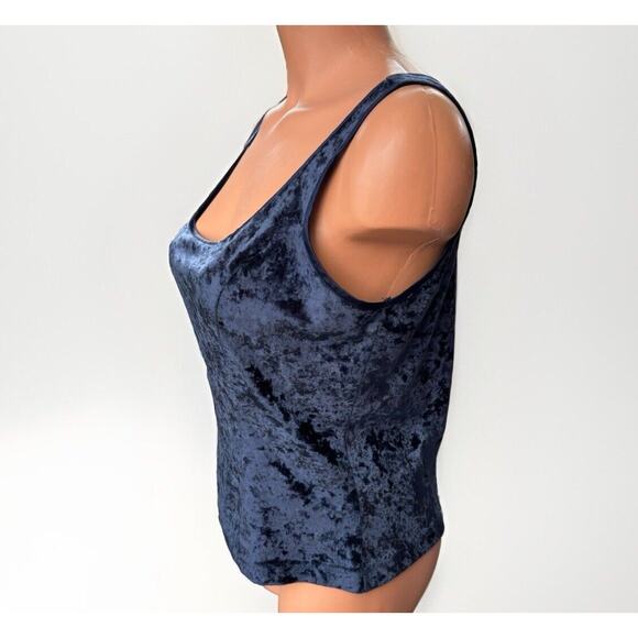Victoria’s Secret Navy Velvet Blouse Tank Top Size M Y2K Scoop Neck - Picture 2 of 4